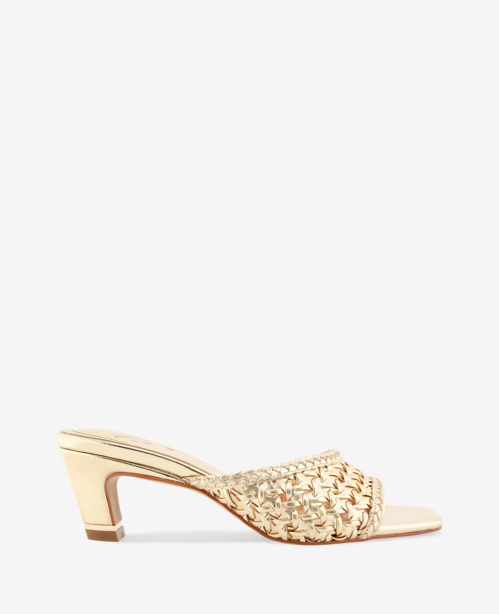 Arita Metallic Woven Leather Open Toe Heel sold by Kenneth Cole