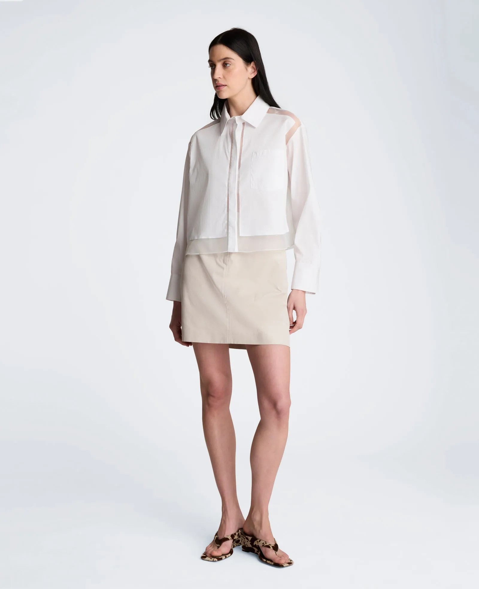 Crop Poplin Shirt with Combo Panels sold by Kenneth Cole product image thumbnail 5