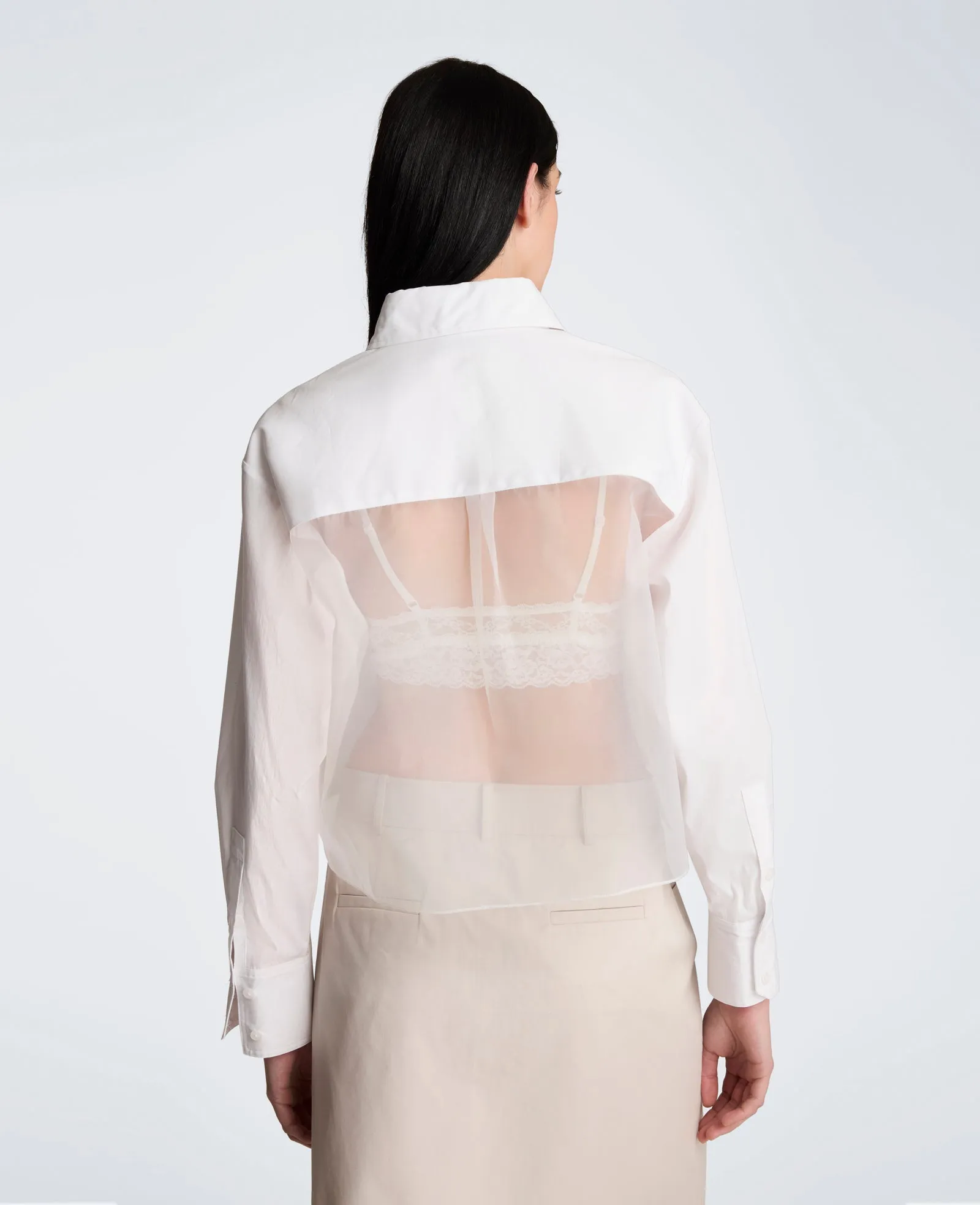 Crop Poplin Shirt with Combo Panels sold by Kenneth Cole product image thumbnail 2