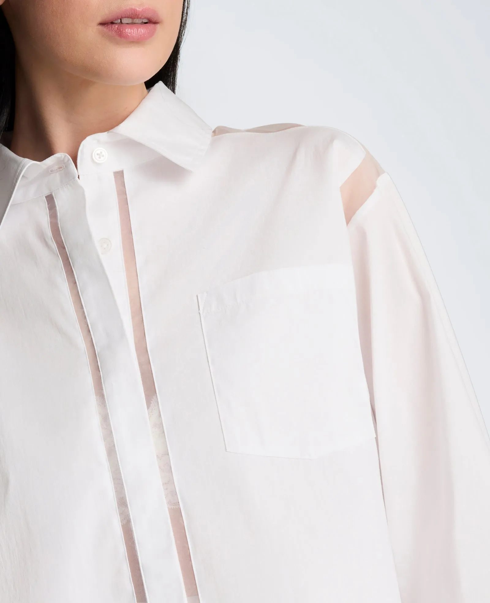 Crop Poplin Shirt with Combo Panels sold by Kenneth Cole product image thumbnail 4