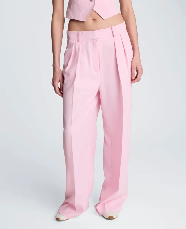 High Rise Fly Front Wide Leg Double Pleat Luxe Twill Pant sold by Kenneth Cole