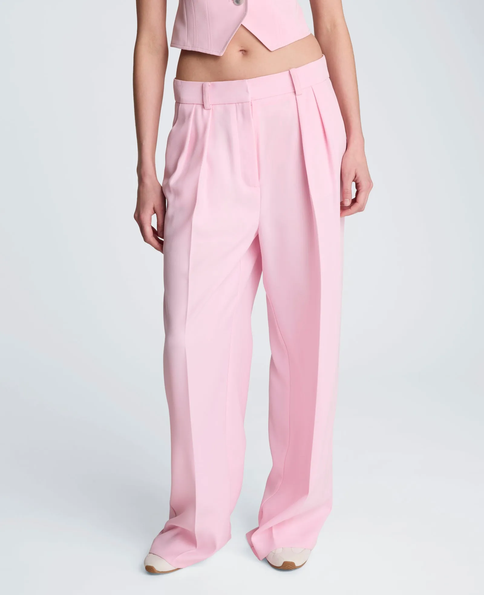 High Rise Fly Front Wide Leg Double Pleat Luxe Twill Pant sold by Kenneth Cole