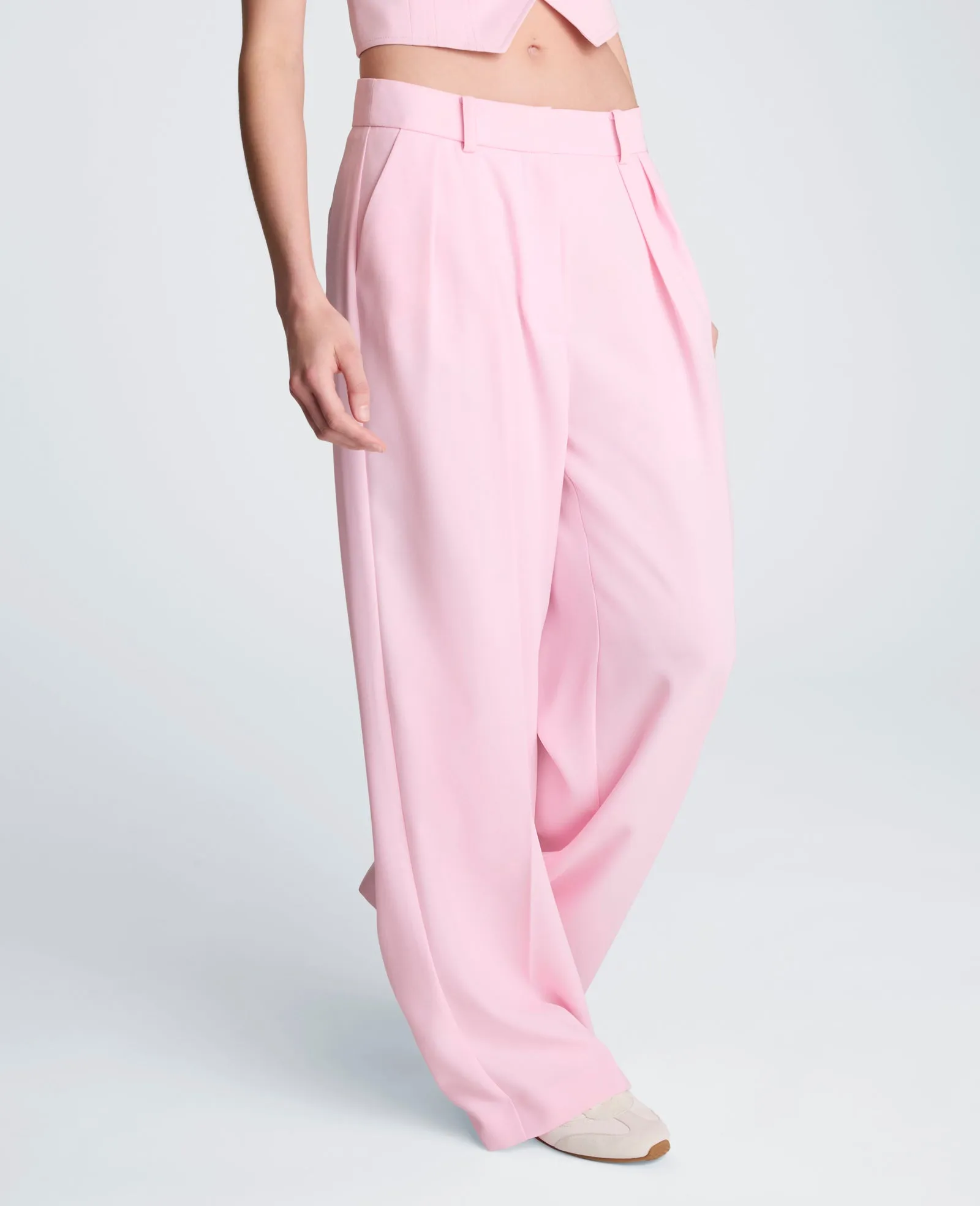 High Rise Fly Front Wide Leg Double Pleat Luxe Twill Pant sold by Kenneth Cole product image thumbnail 3