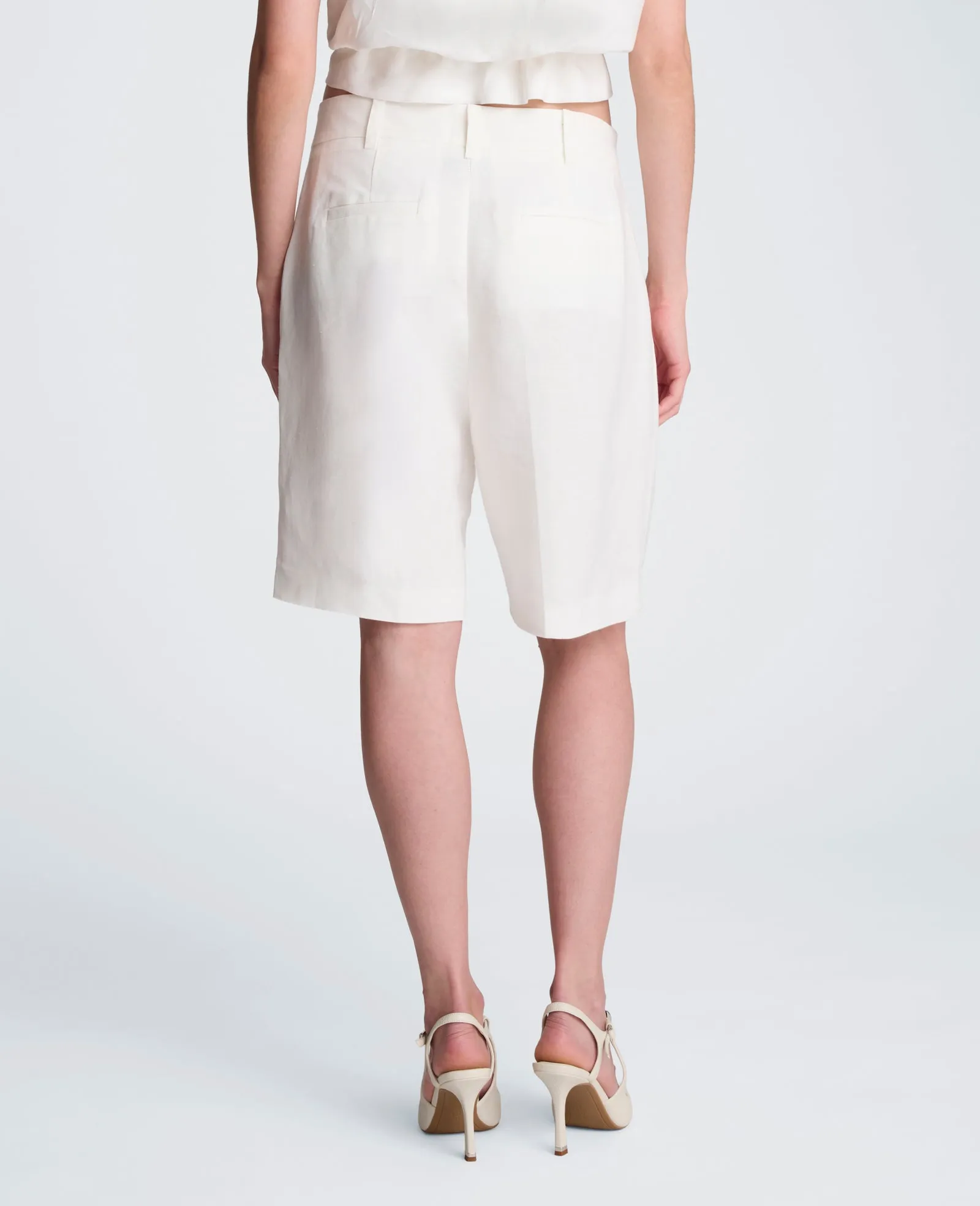Fly Front High Rise Pleated Short Bermuda Refined Linen Short sold by Kenneth Cole product image thumbnail 2