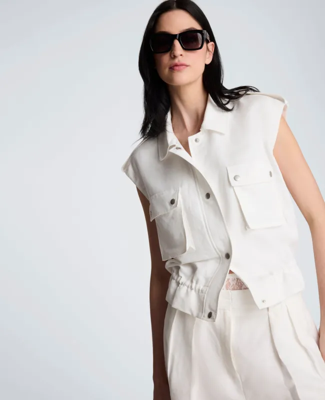 Snap Front Vest with Drawcord Waist made by Kenneth Cole