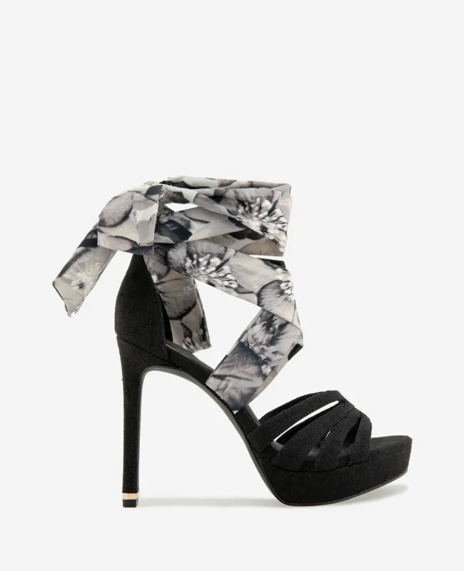 Nikkii Printed Fabric Wrap Around Platform Heel made by Kenneth Cole