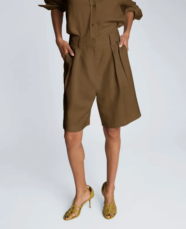 Fly Front High Rise Pleated Bermuda Short sold by Kenneth Cole