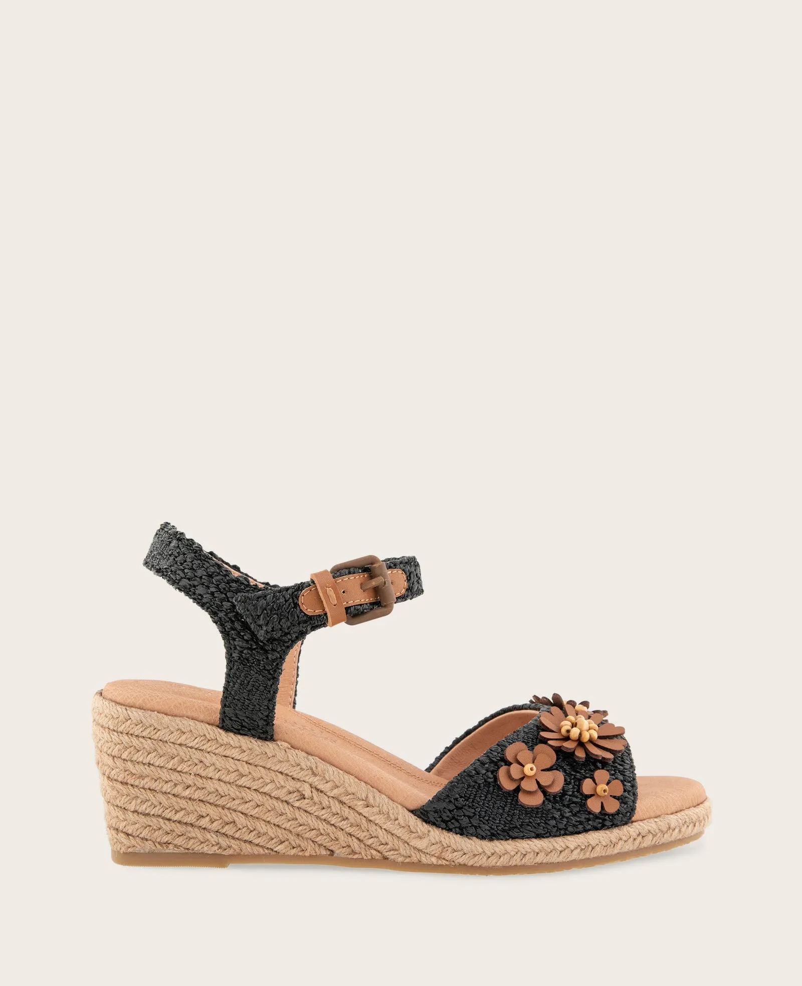 GENTLE SOULS - Gibson Raffia Floral Ankle Strap Wedge Sandal sold by Kenneth Cole