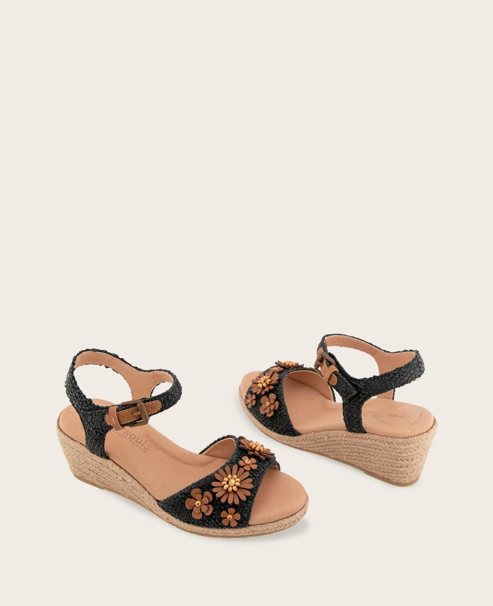 GENTLE SOULS - Gibson Raffia Floral Ankle Strap Wedge Sandal sold by Kenneth Cole product image thumbnail 2