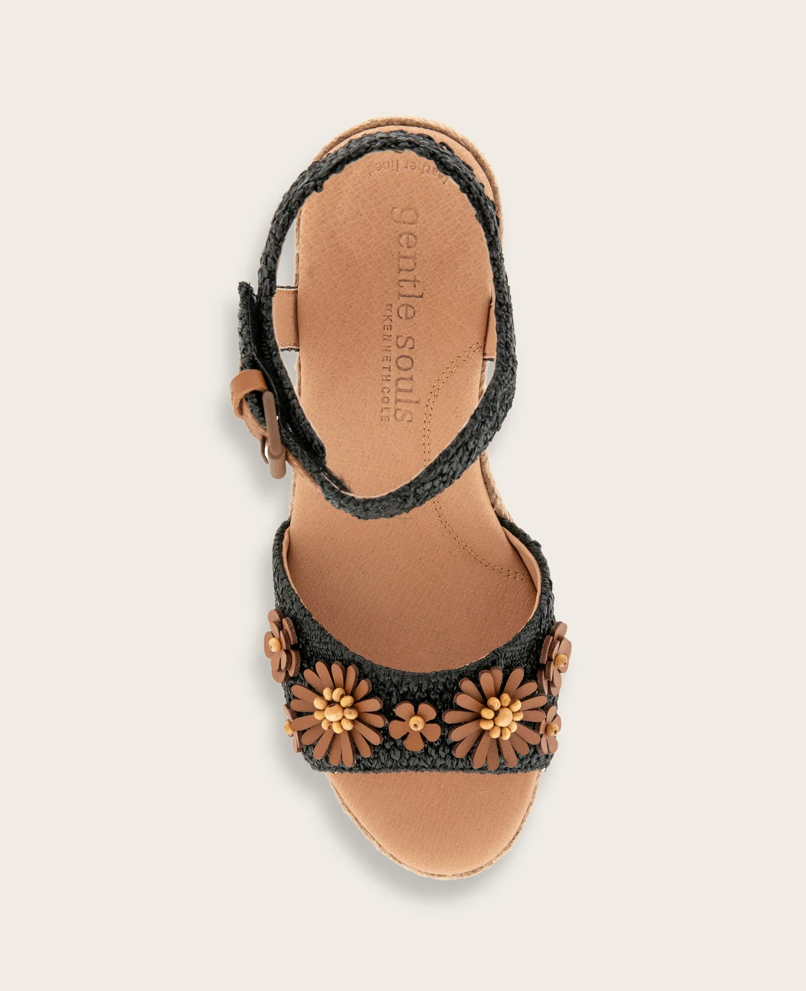 GENTLE SOULS - Gibson Raffia Floral Ankle Strap Wedge Sandal sold by Kenneth Cole product image thumbnail 3
