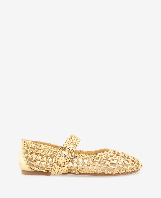 Tessa Metallic Woven Knotted Ballet Flat made by Kenneth Cole
