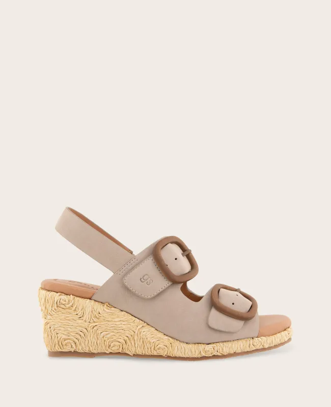 GENTLE SOULS - Greca Raffia Two Band Buckle Wedge sold by Kenneth Cole