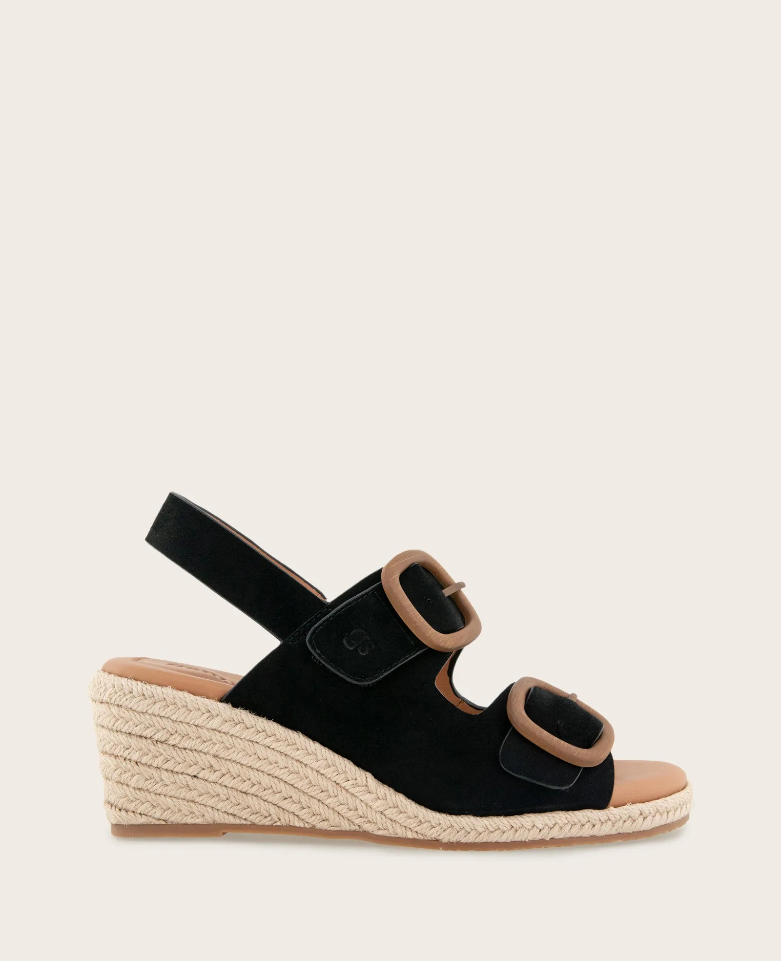 GENTLE SOULS - Greca Suede Two Band Buckle Wedge sold by Kenneth Cole