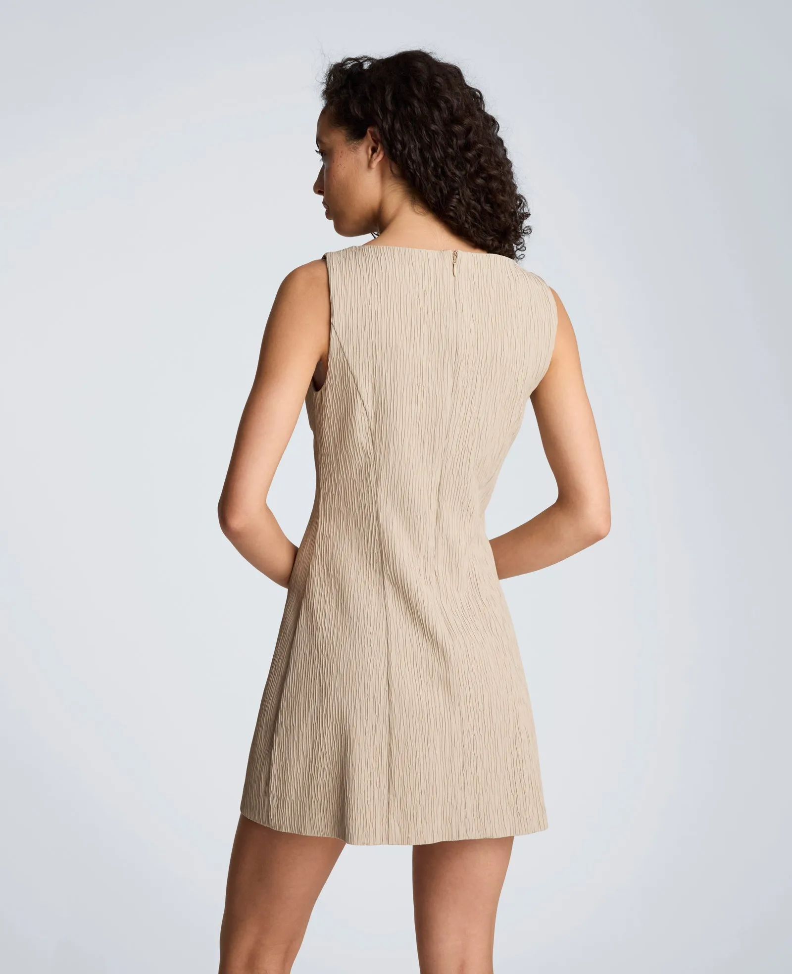 Button Front Boat Neck Sheath Short Cotton Cloque Dress sold by Kenneth Cole product image thumbnail 2