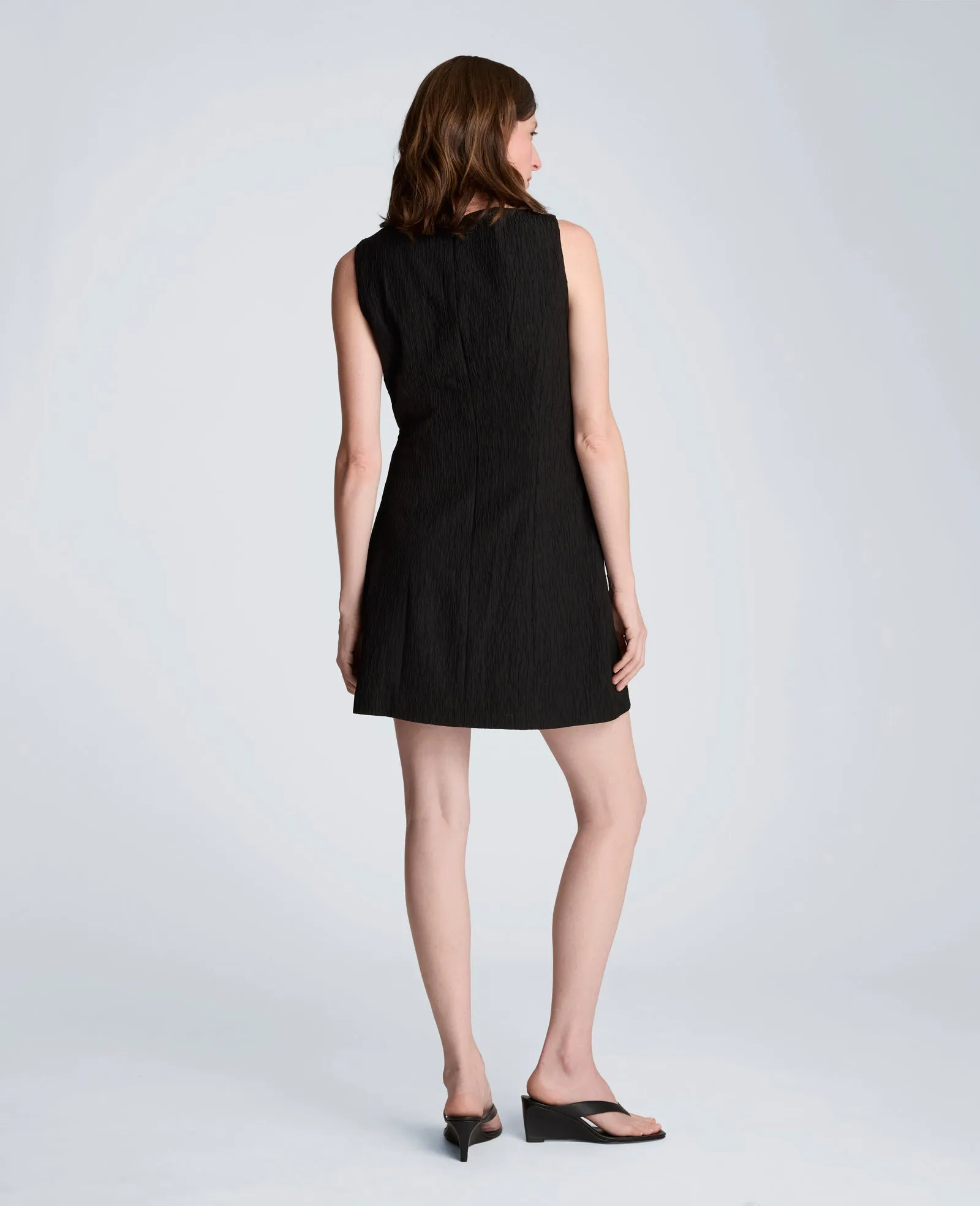 Button Front Boat Neck Sheath Short Cotton Cloque Dress sold by Kenneth Cole product image thumbnail 2