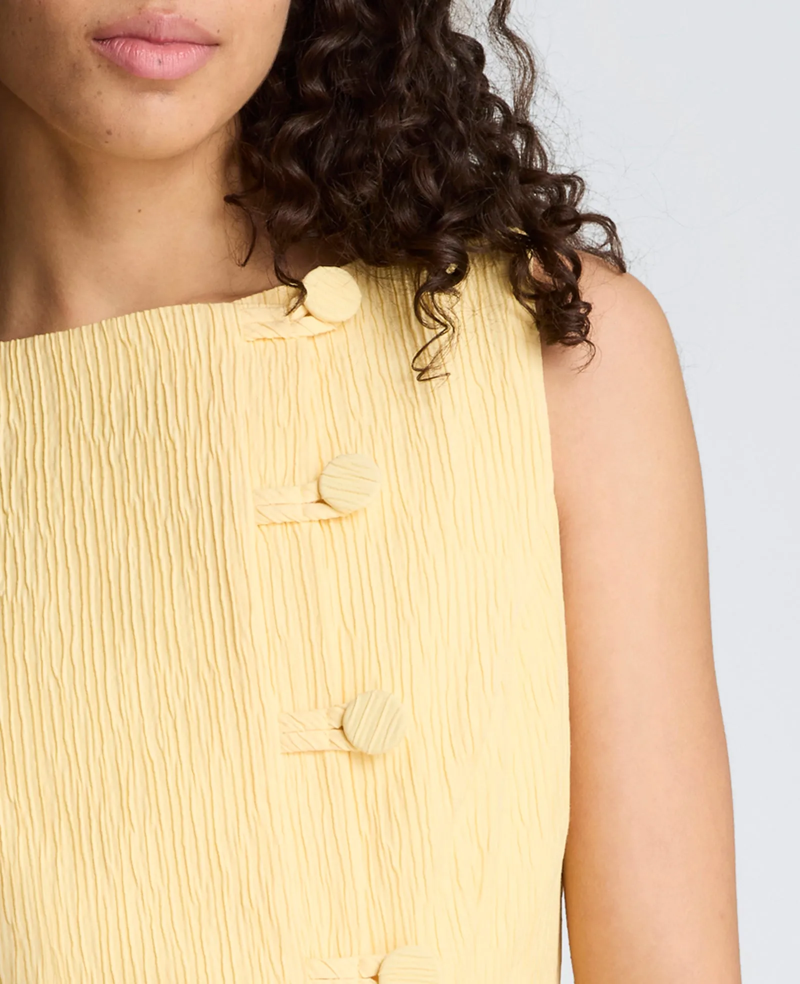 Button Front Boat Neck Sheath Short Cotton Cloque Dress sold by Kenneth Cole product image thumbnail 5