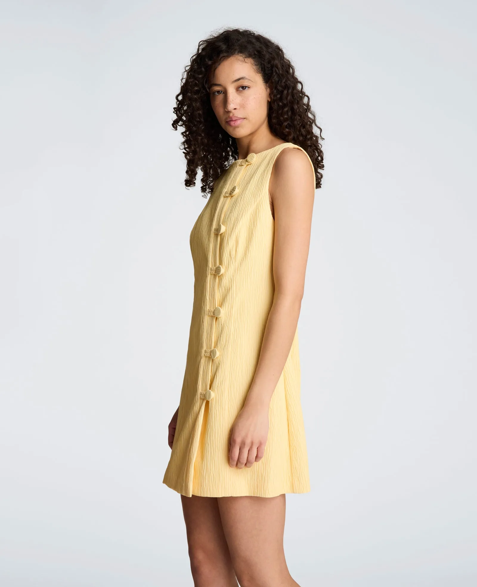 Button Front Boat Neck Sheath Short Cotton Cloque Dress sold by Kenneth Cole product image thumbnail 3