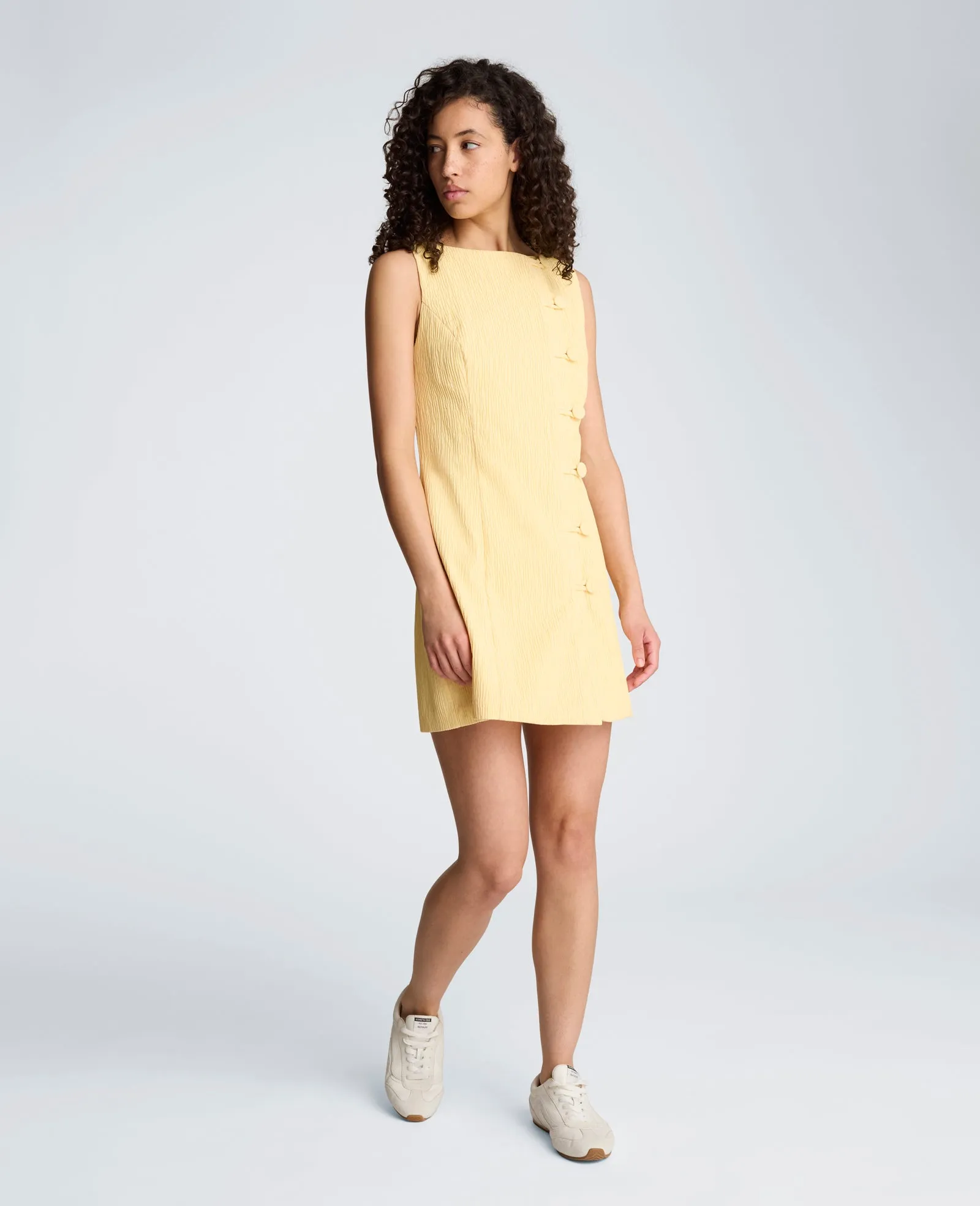 Button Front Boat Neck Sheath Short Cotton Cloque Dress sold by Kenneth Cole product image thumbnail 4