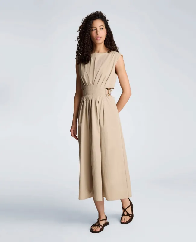 Cotton Poplin Sleeveless D-Rings Tie Midi Dress made by Kenneth Cole