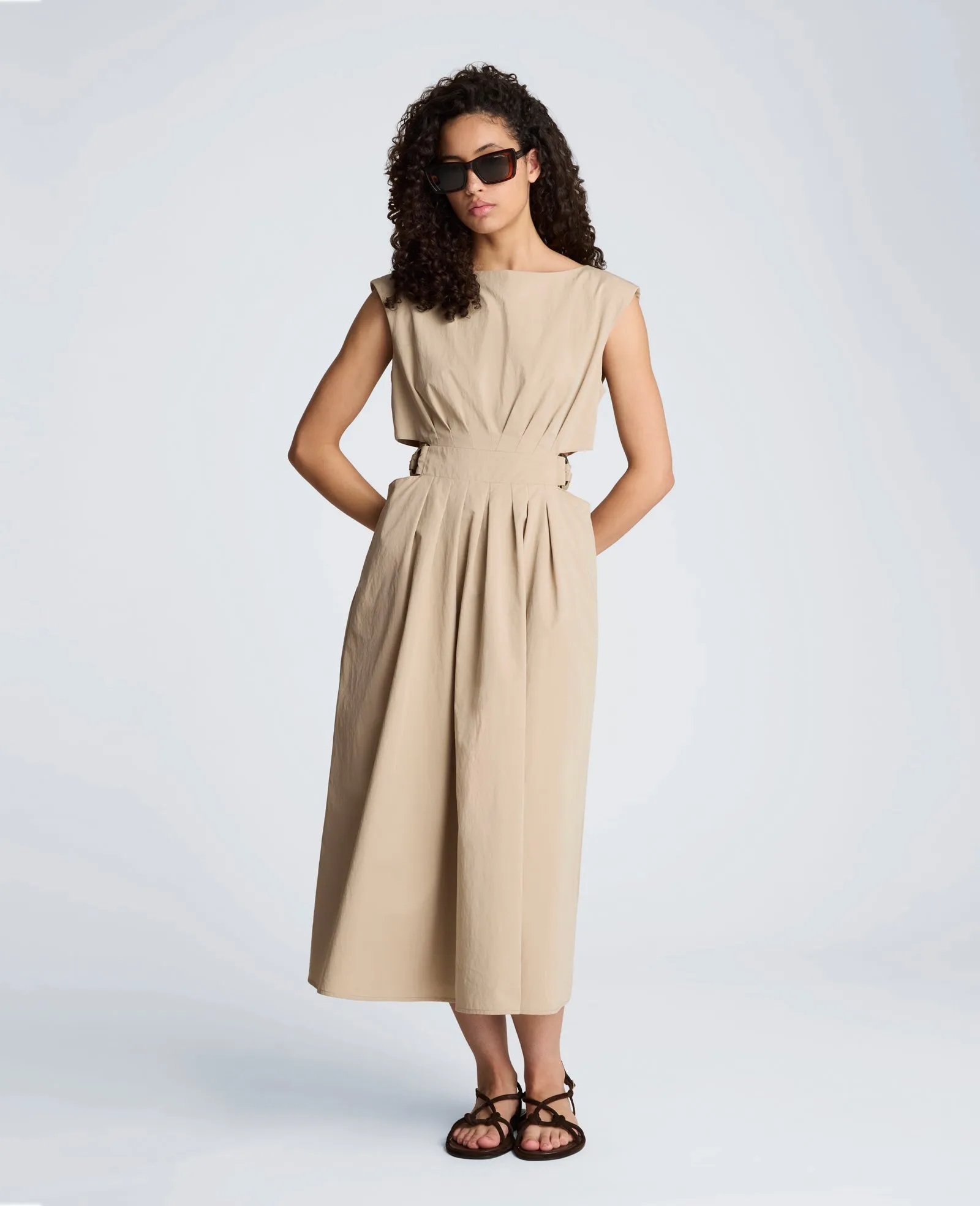 Cotton Poplin Sleeveless D-Rings Tie Midi Dress sold by Kenneth Cole product image thumbnail 5