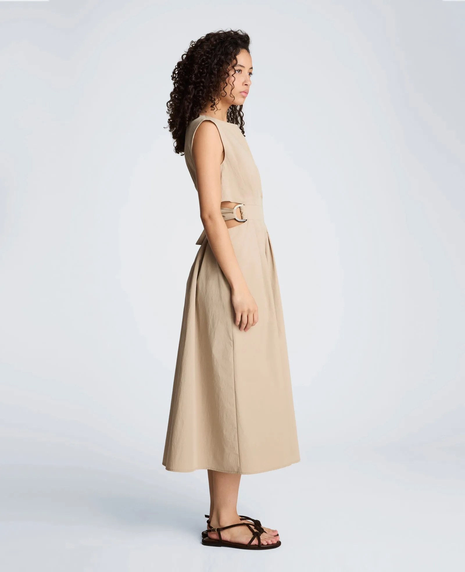 Cotton Poplin Sleeveless D-Rings Tie Midi Dress sold by Kenneth Cole product image thumbnail 4