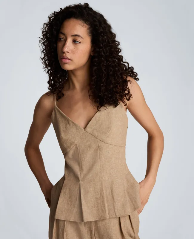 Linen Fitted Cami with Pleated Body made by Kenneth Cole