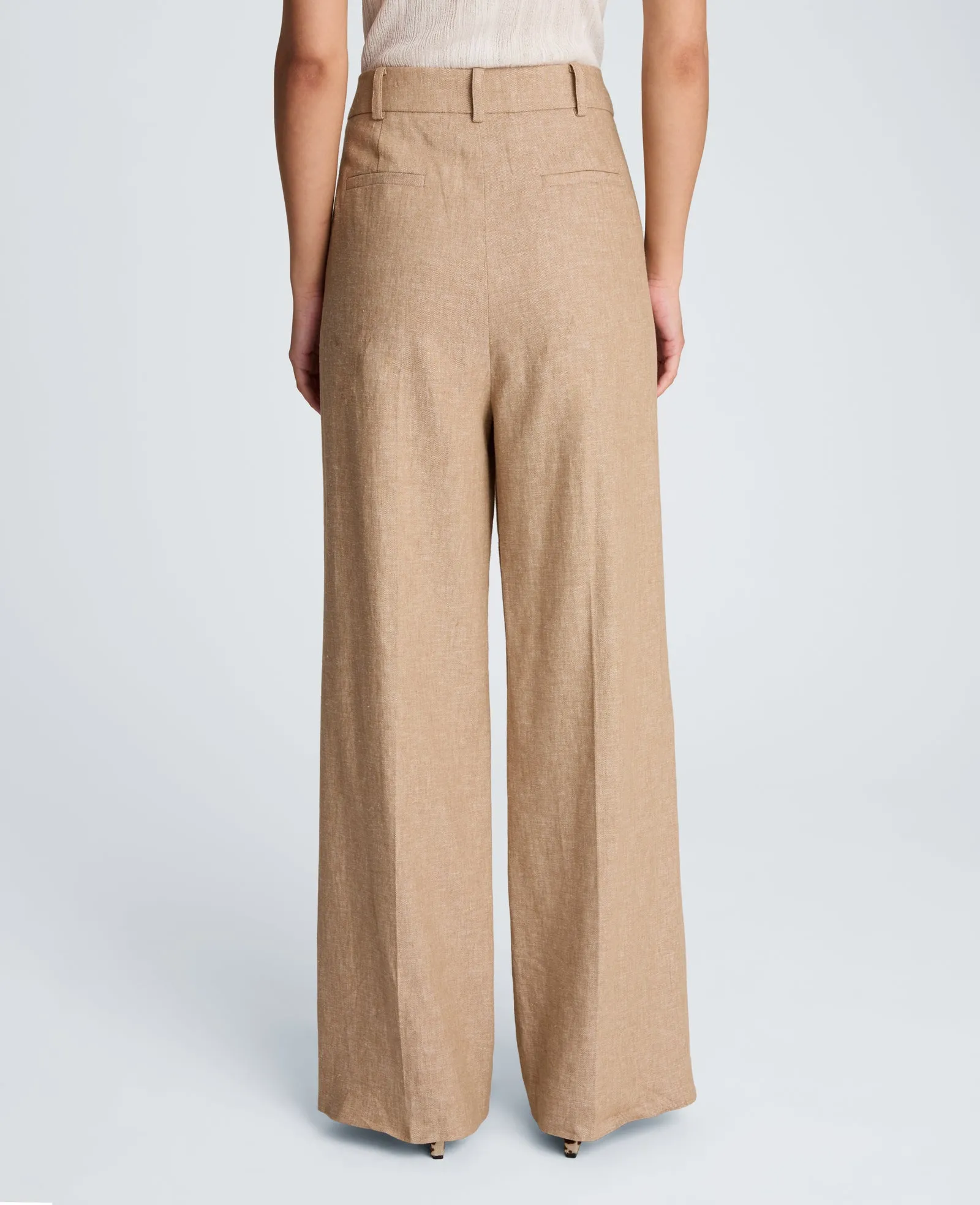 High Rise Fly Front Double Pleat Wide Leg Linen Blend Pant sold by Kenneth Cole product image thumbnail 2