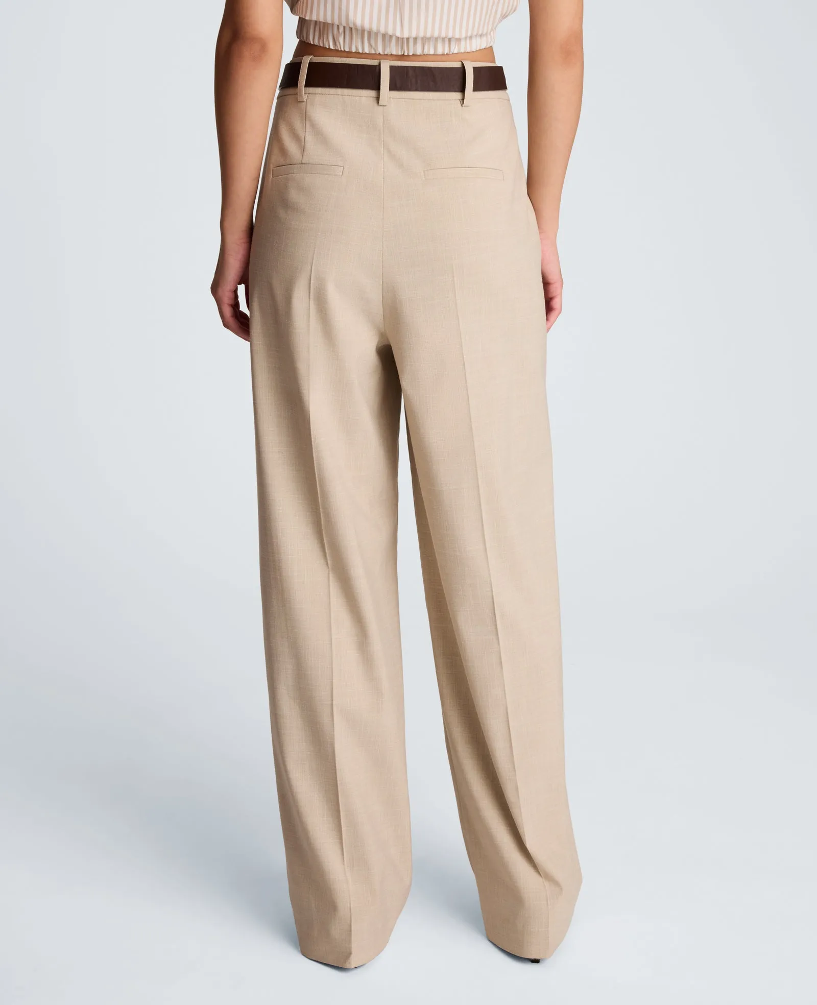 Crosshatch Fly Front High Rise Slash Pocket Wide Leg Pant with Belt sold by Kenneth Cole product image thumbnail 3