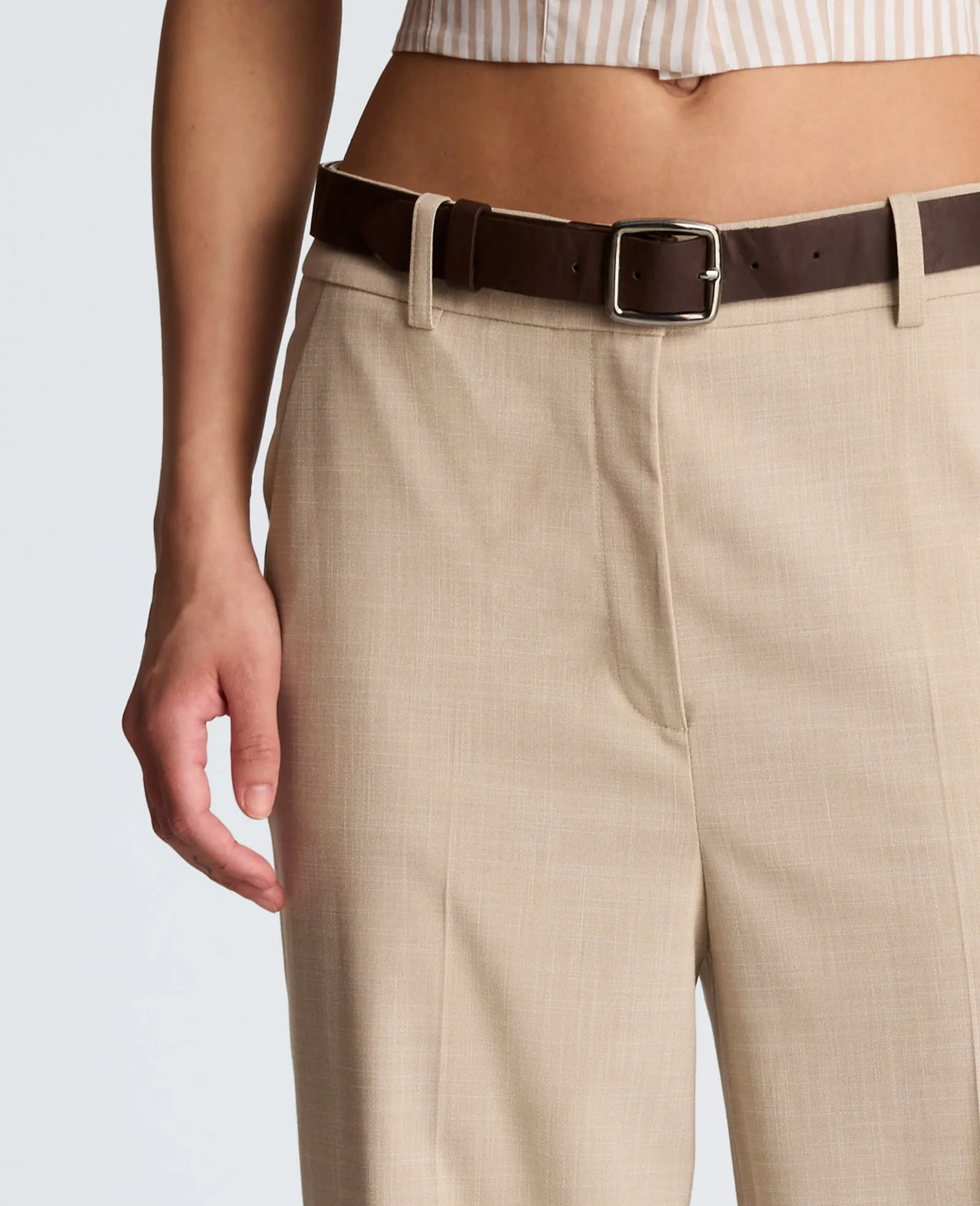 Crosshatch Fly Front High Rise Slash Pocket Wide Leg Pant with Belt sold by Kenneth Cole product image thumbnail 2