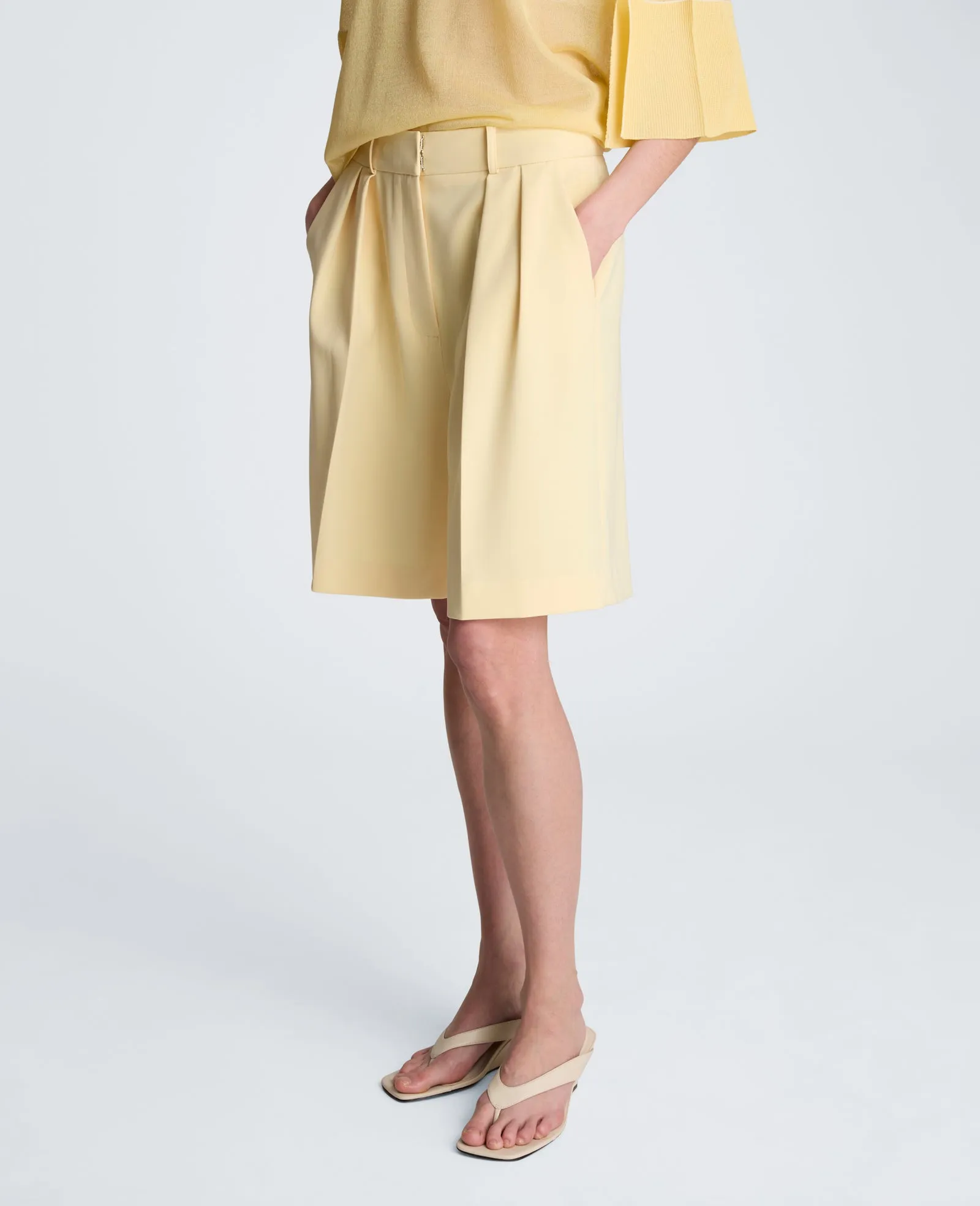 Vision Twill Fly Front High Rise Pleated Bermuda Short sold by Kenneth Cole product image thumbnail 5