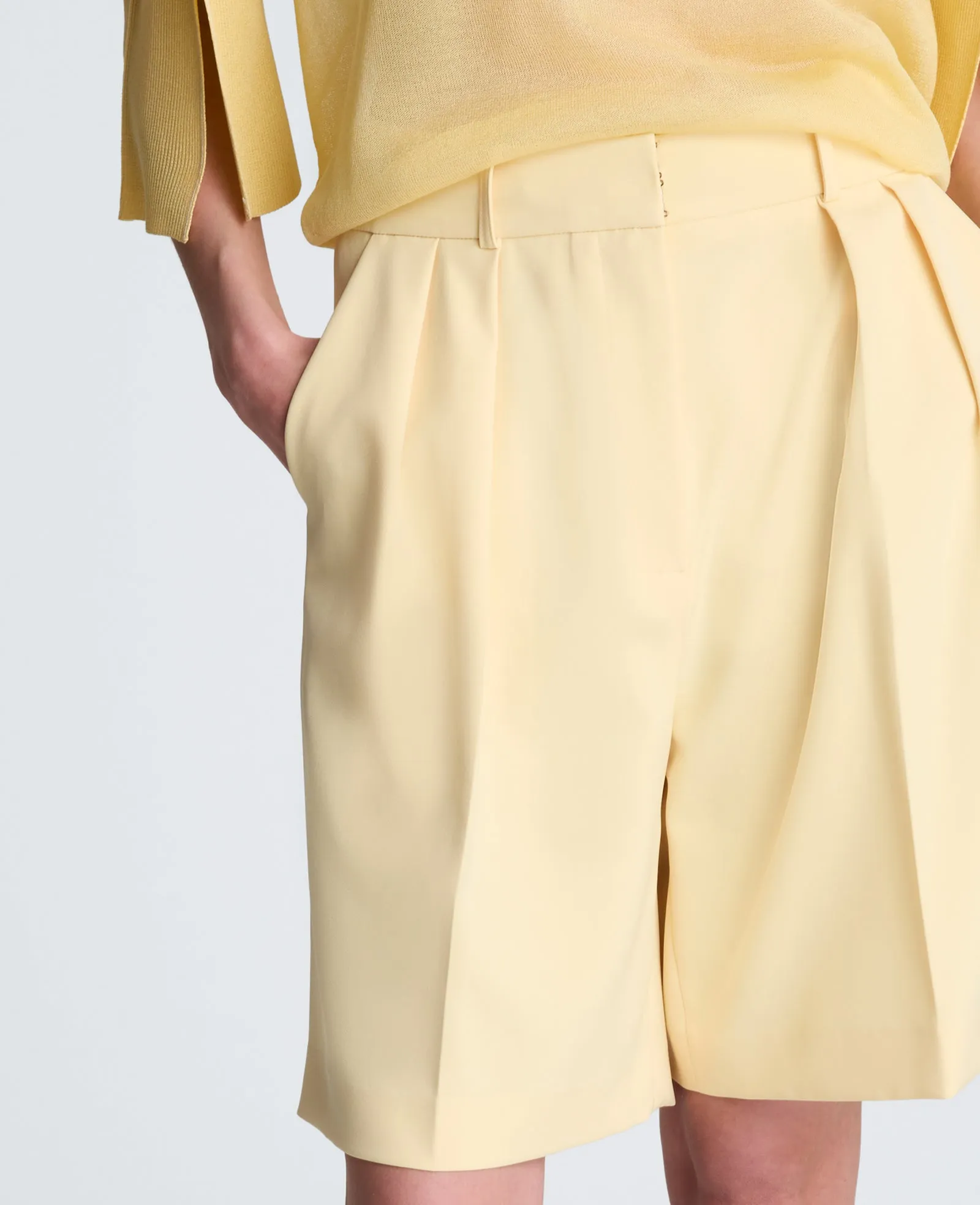 Vision Twill Fly Front High Rise Pleated Bermuda Short sold by Kenneth Cole product image thumbnail 4