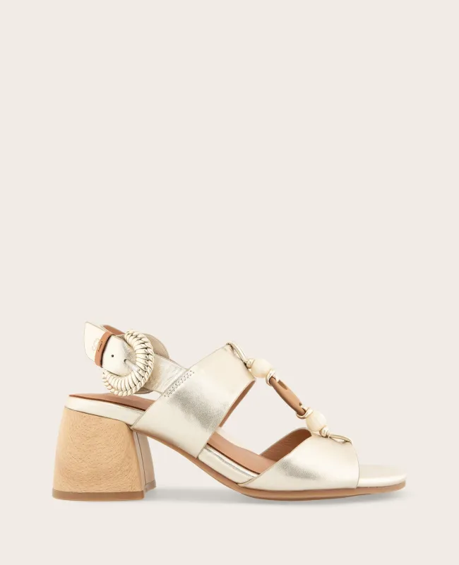 GENTLE SOULS - Miracle Metallic Stone Embellished Heeled Sandal made by Kenneth Cole