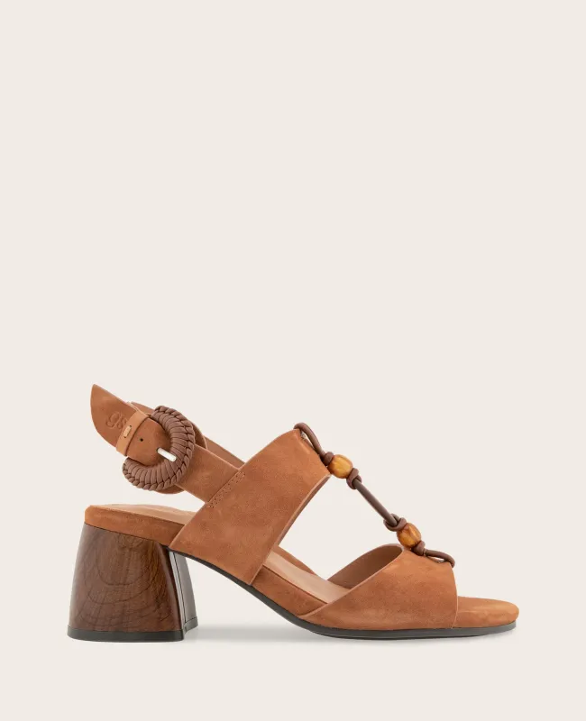 GENTLE SOULS - Miracle Suede Stone Embellished Heeled Sandal made by Kenneth Cole