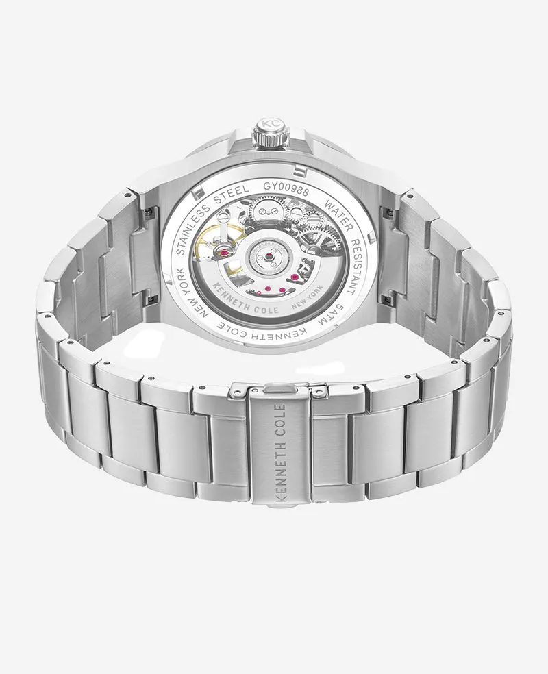 Skeleton Automatic Gunmetal Dial Stainless Steel Bracelet Watch sold by Kenneth Cole product image thumbnail 3
