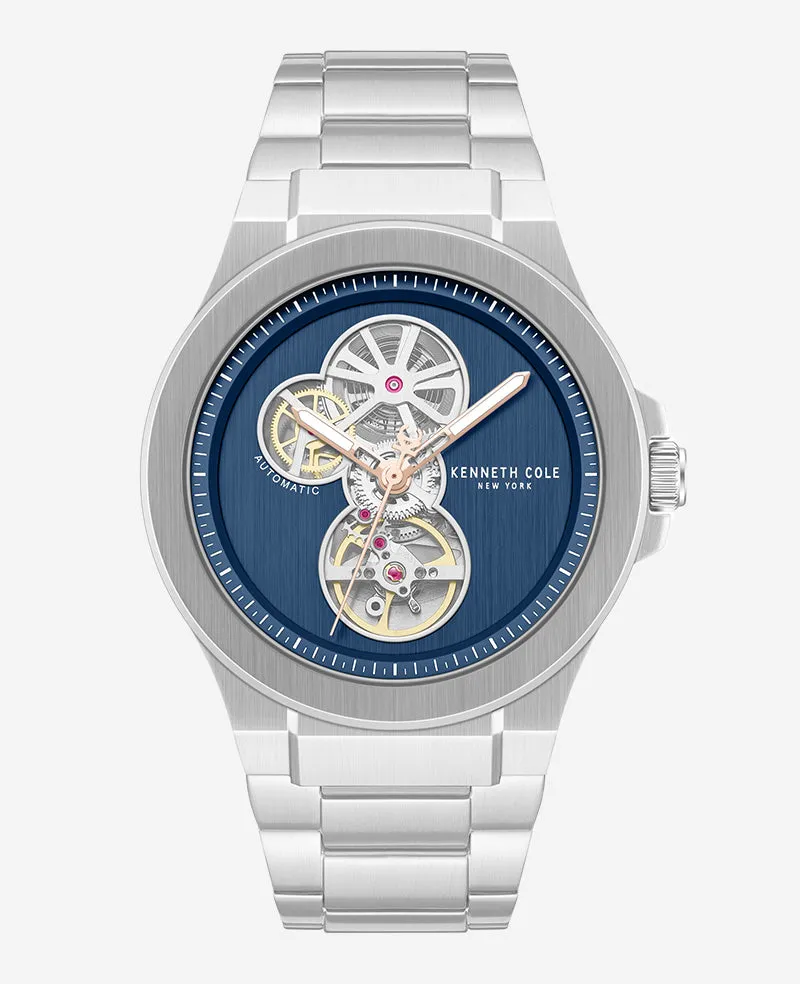 Skeleton Automatic Gunmetal Dial Stainless Steel Bracelet Watch sold by Kenneth Cole