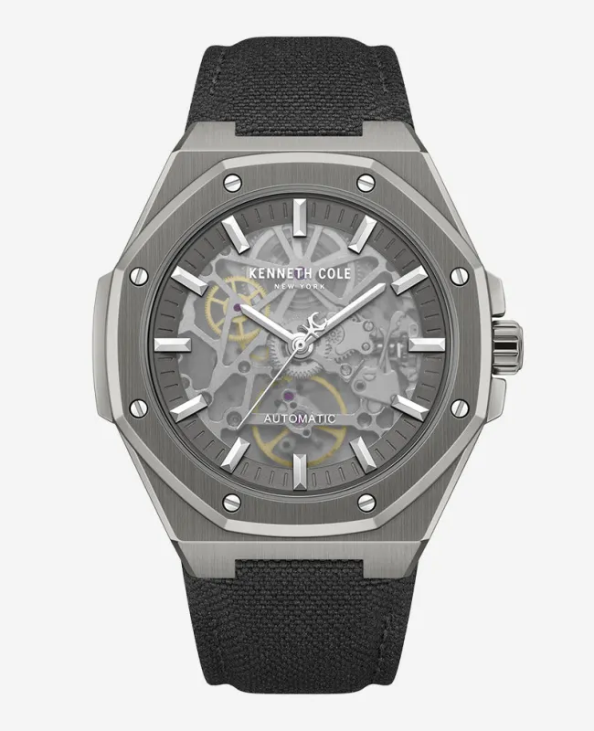 Skeleton Automatic Nylon Strap Watch made by Kenneth Cole