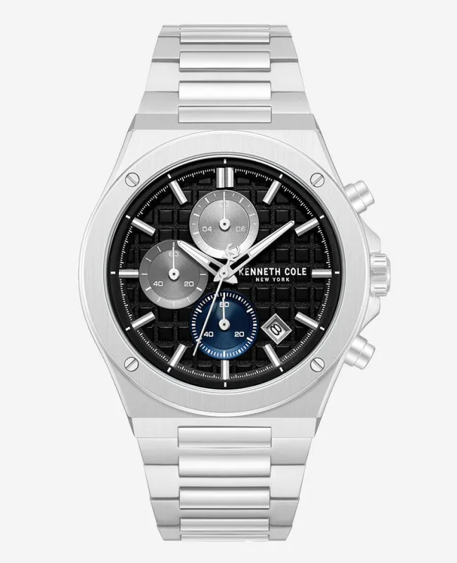 Dress Sport Chronograph Black Dial Stainless Steel Bracelet Watch made by Kenneth Cole