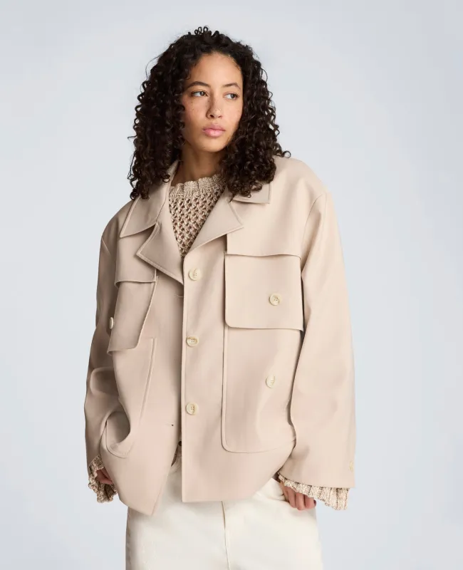 Melange Twill Multi Pocket Jacket with Notch Collar made by Kenneth Cole