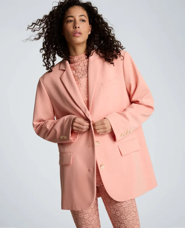 Vision Twill Three Button Boyfriend Jacket with Flap Pockets made by Kenneth Cole