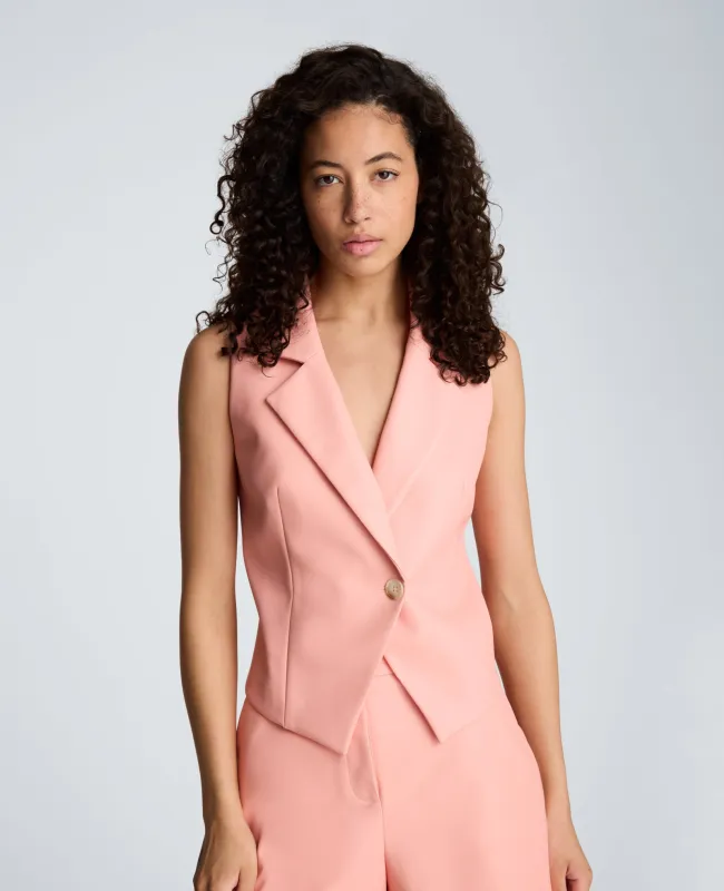Vegan Leather Fitted One Button Notch Collar Vest made by Kenneth Cole