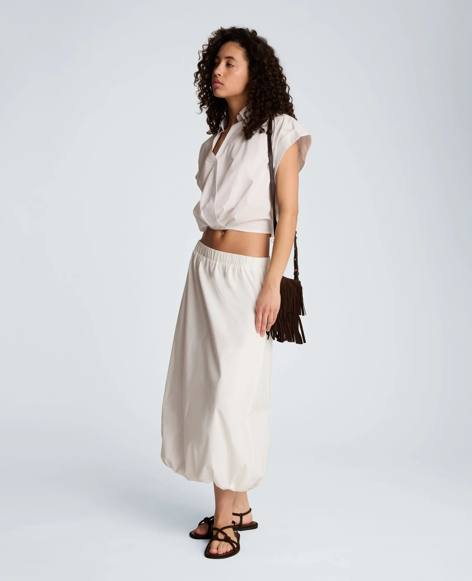 Pleat Crossover Front Cropped Shirt sold by Kenneth Cole product image thumbnail 3