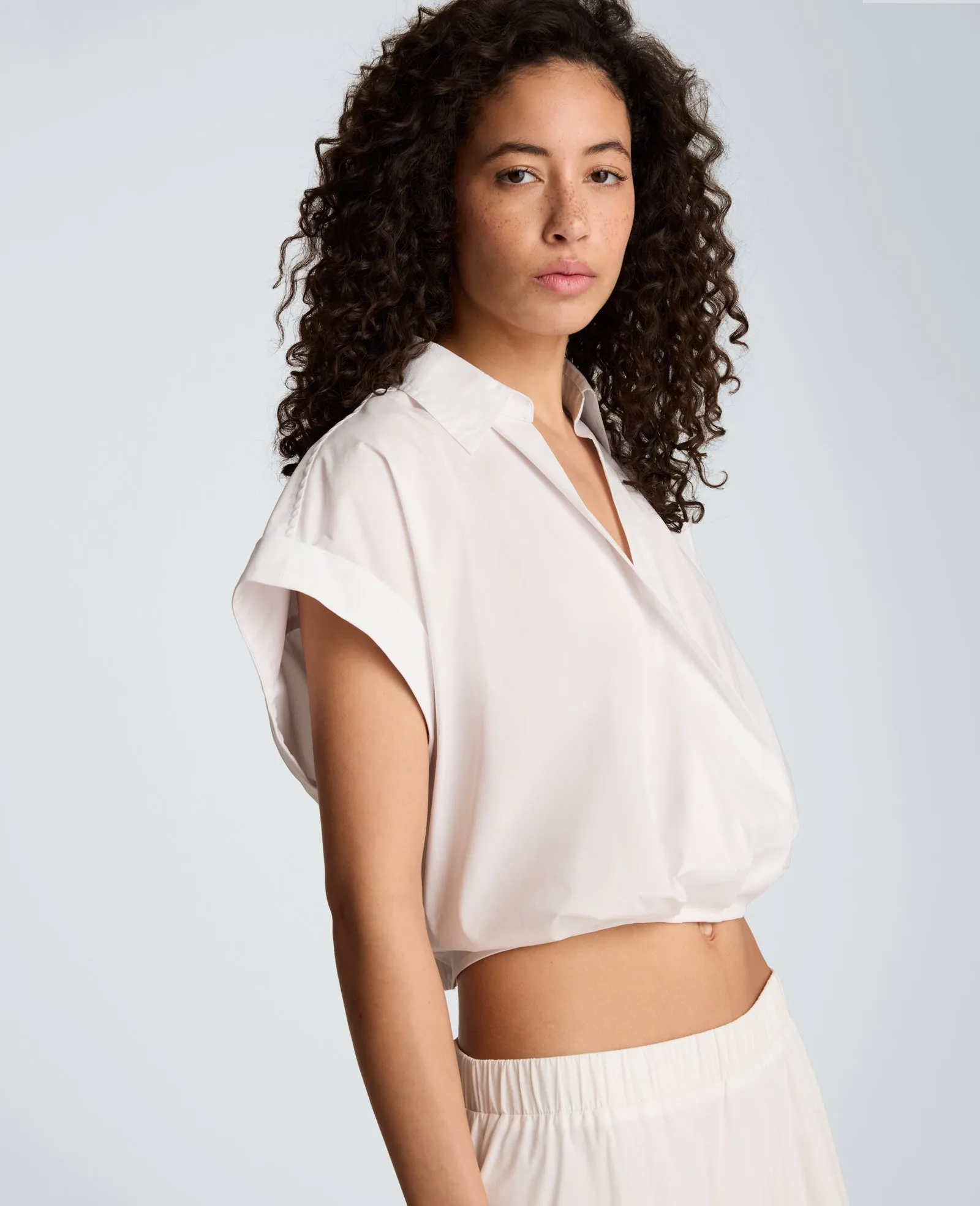 Pleat Crossover Front Cropped Shirt sold by Kenneth Cole product image thumbnail 4