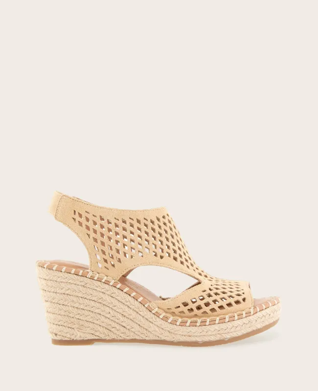 GENTLE SOULS - Cody Perforated Suede Espadrille Wedge made by Kenneth Cole