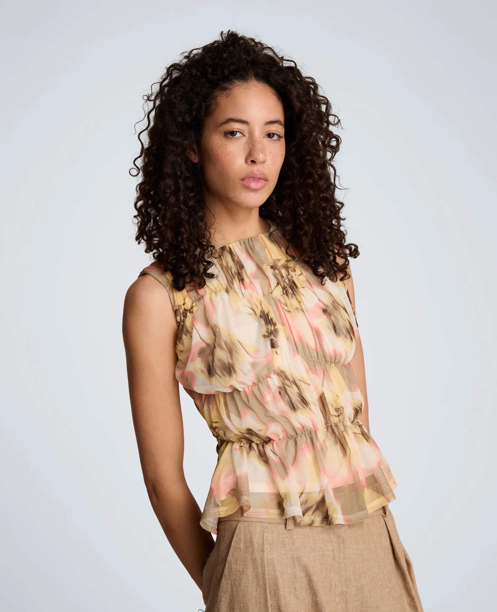 Mesh Front Ruch Tank sold by Kenneth Cole