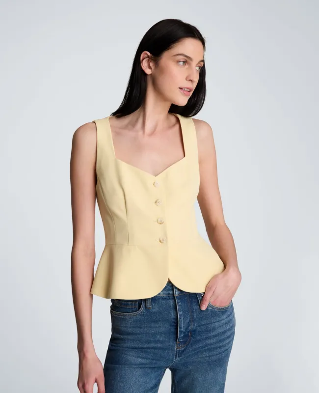 Vision Twill Four Button Curved Peplum Vest made by Kenneth Cole