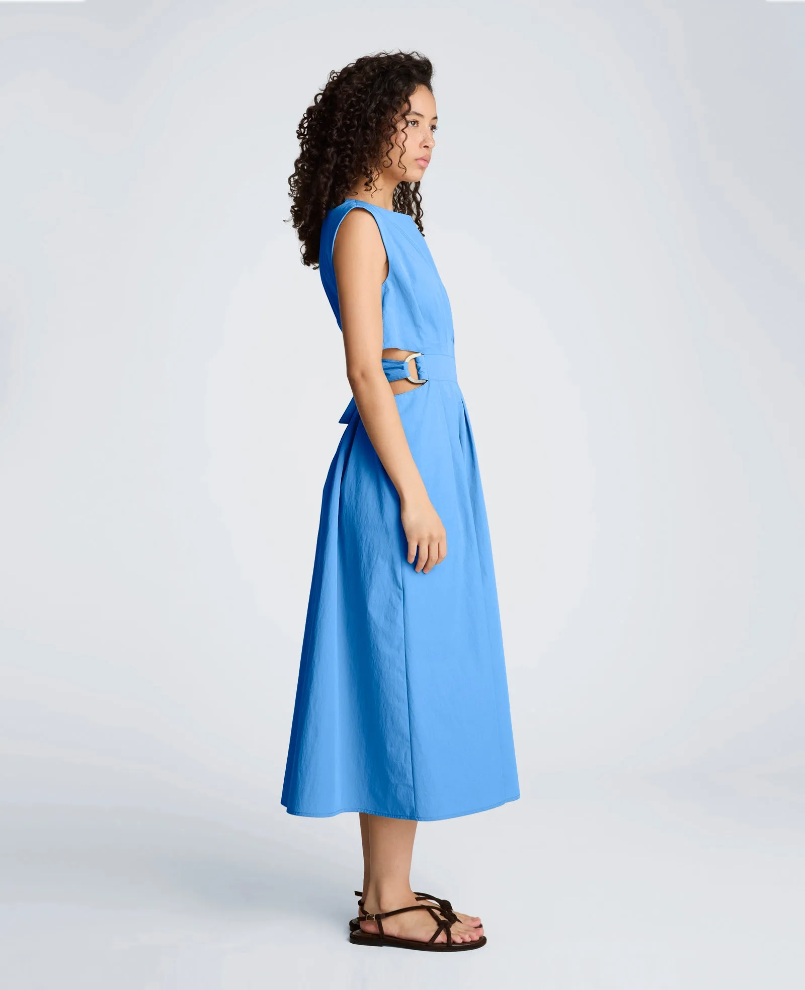 Cotton Poplin Sleeveless D-Rings Tie Midi Dress sold by Kenneth Cole product image thumbnail 3