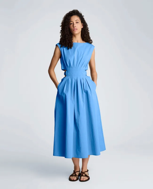Cotton Poplin Sleeveless D-Rings Tie Midi Dress made by Kenneth Cole