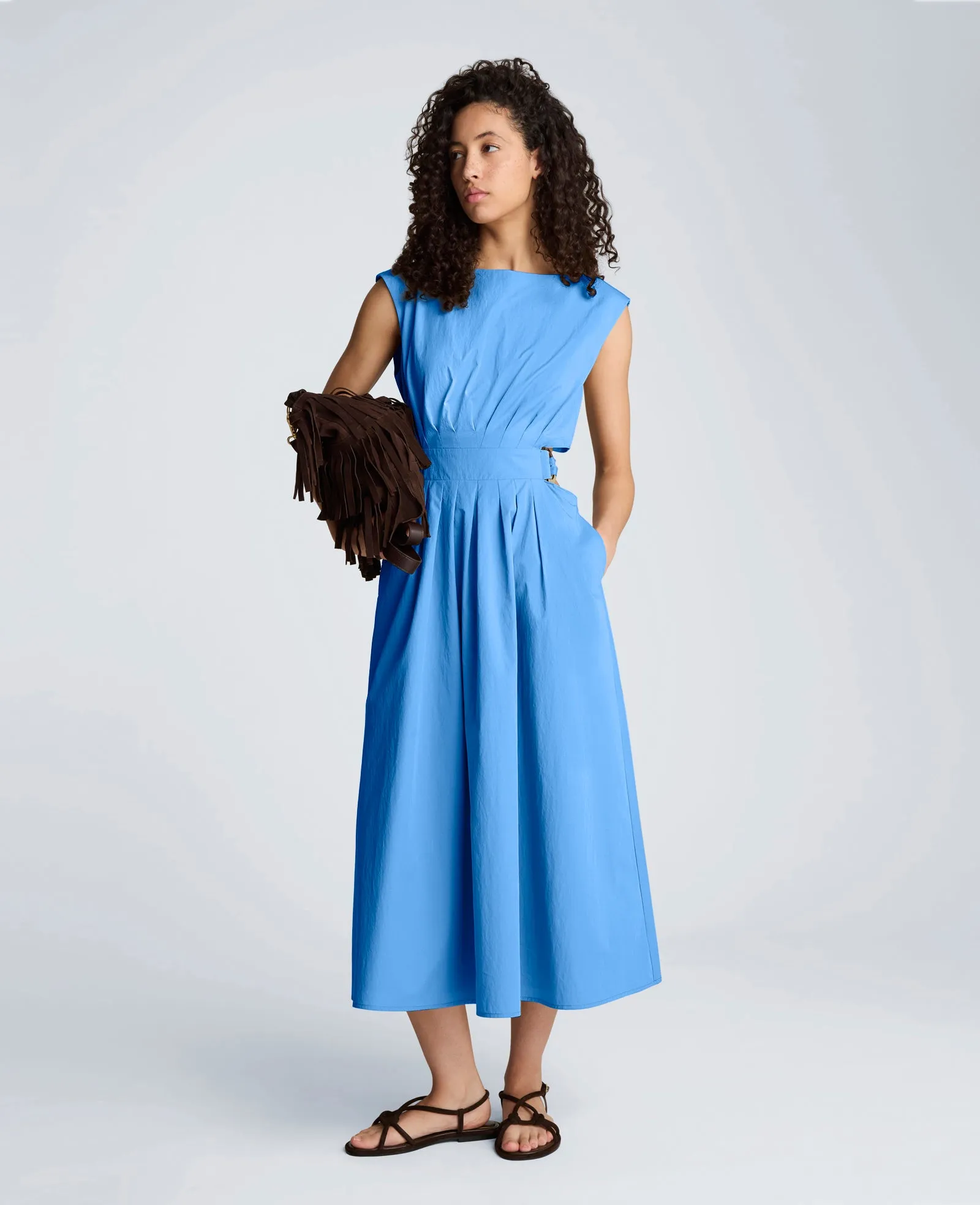 Cotton Poplin Sleeveless D-Rings Tie Midi Dress sold by Kenneth Cole product image thumbnail 5