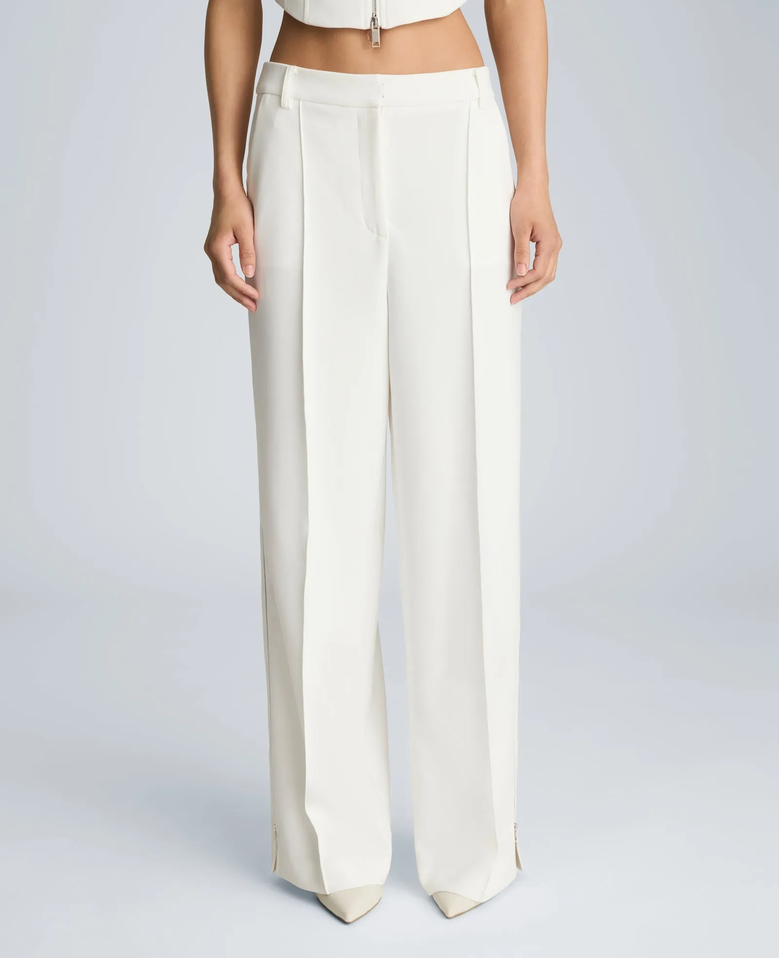 Fly Front Wide Leg Zipper Pintuck Pant sold by Kenneth Cole