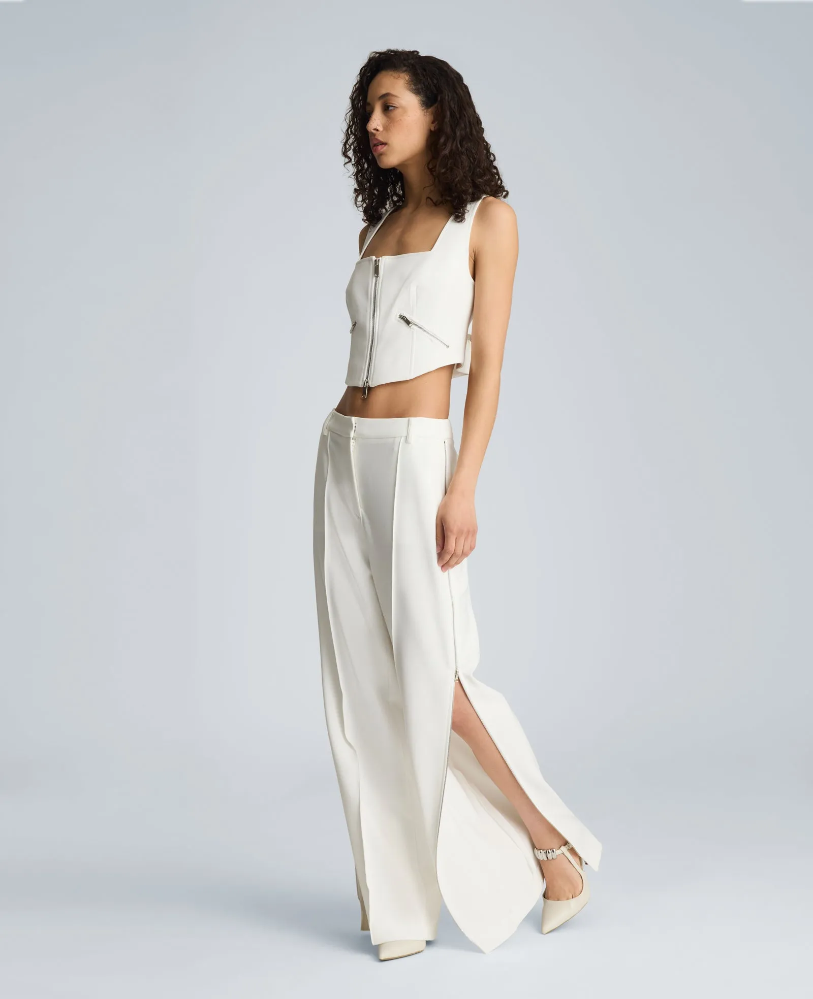 Fly Front Wide Leg Zipper Pintuck Pant sold by Kenneth Cole product image thumbnail 4